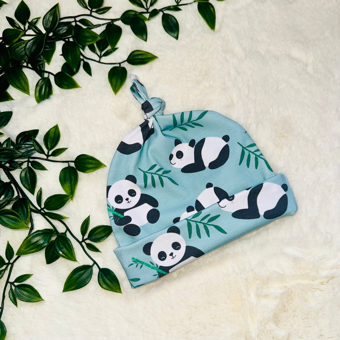 The Mint Green Panda Baby Hat