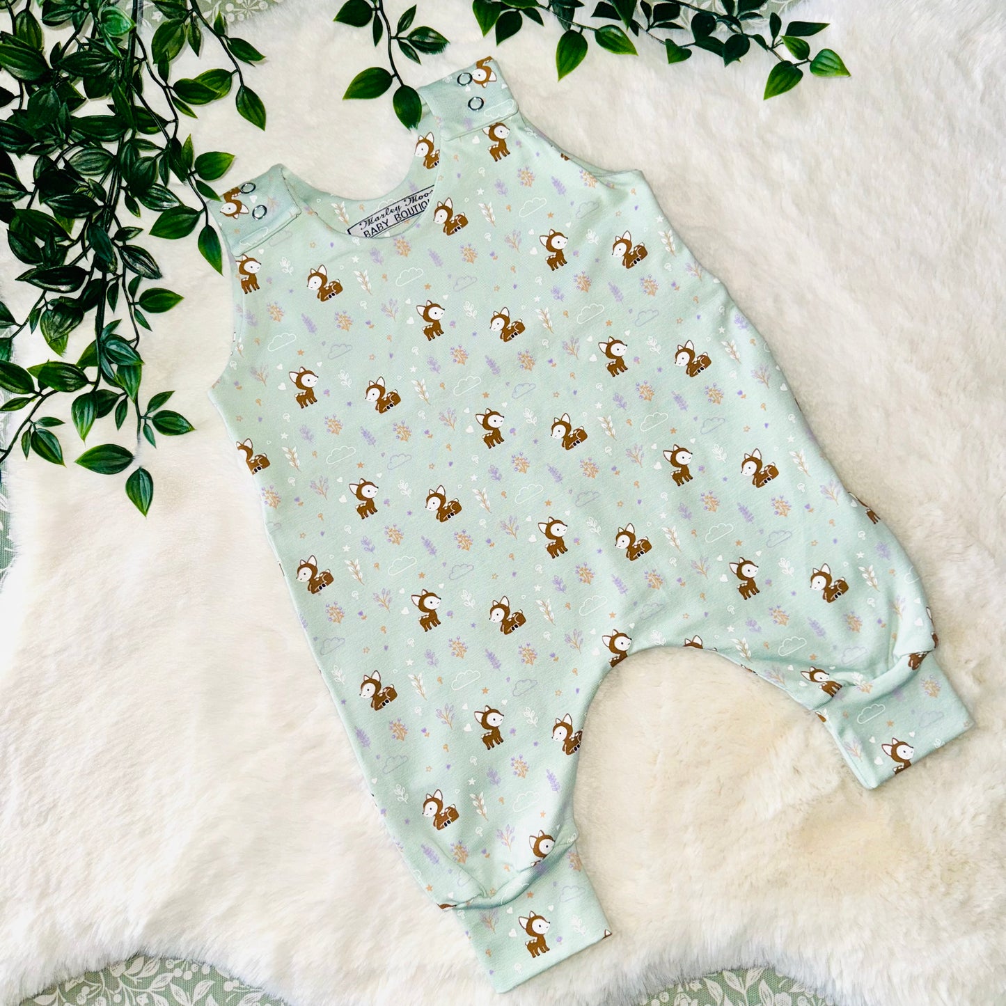 The Little Deer Romper - Mint Green