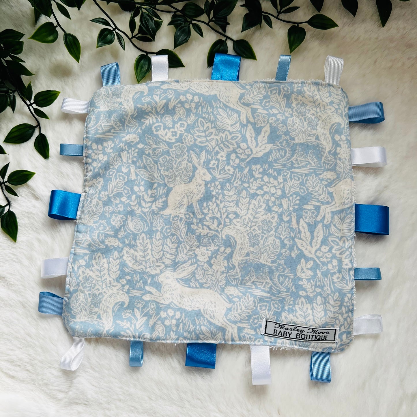 Blue Rabbit Baby Taggy Comforter