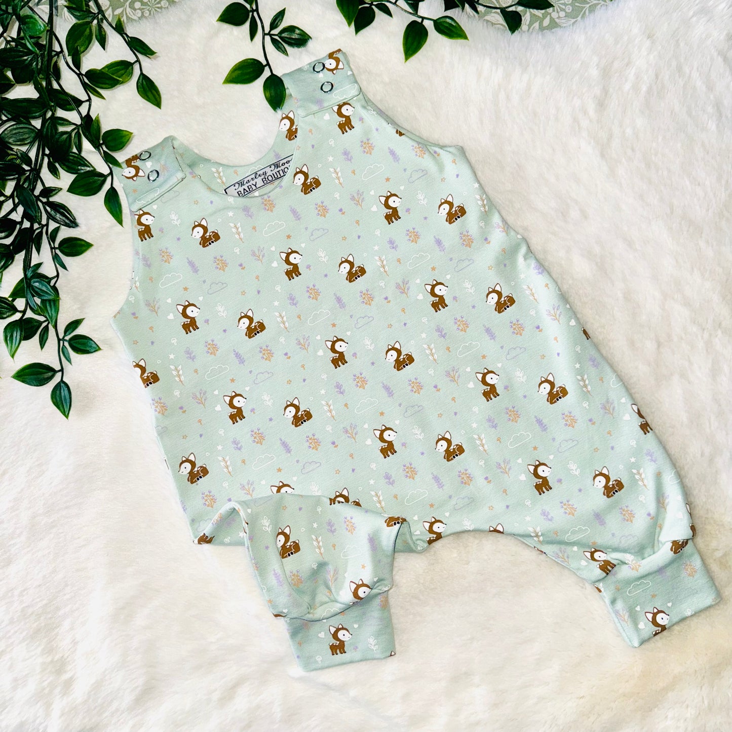 The Little Deer Romper - Mint Green