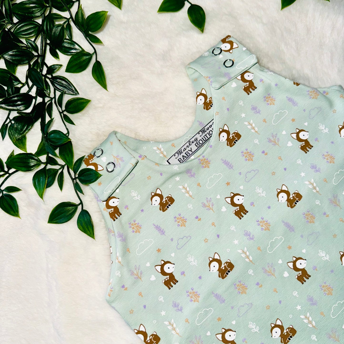 The Little Deer Romper - Mint Green