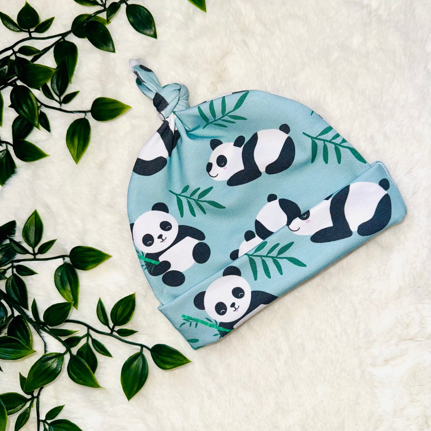 The Mint Green Panda Baby Hat
