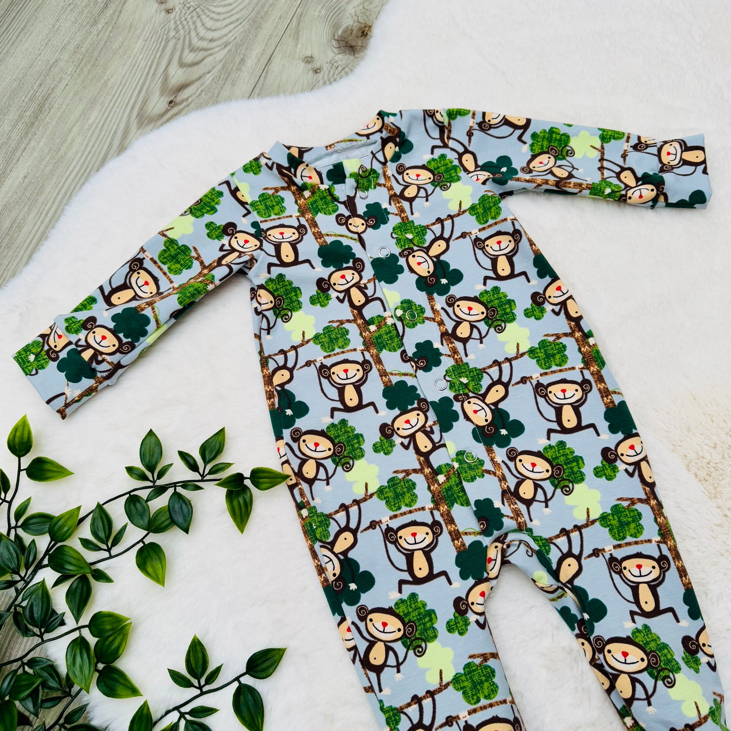 The Cheeky Monkey Baby Grow - Light Blue