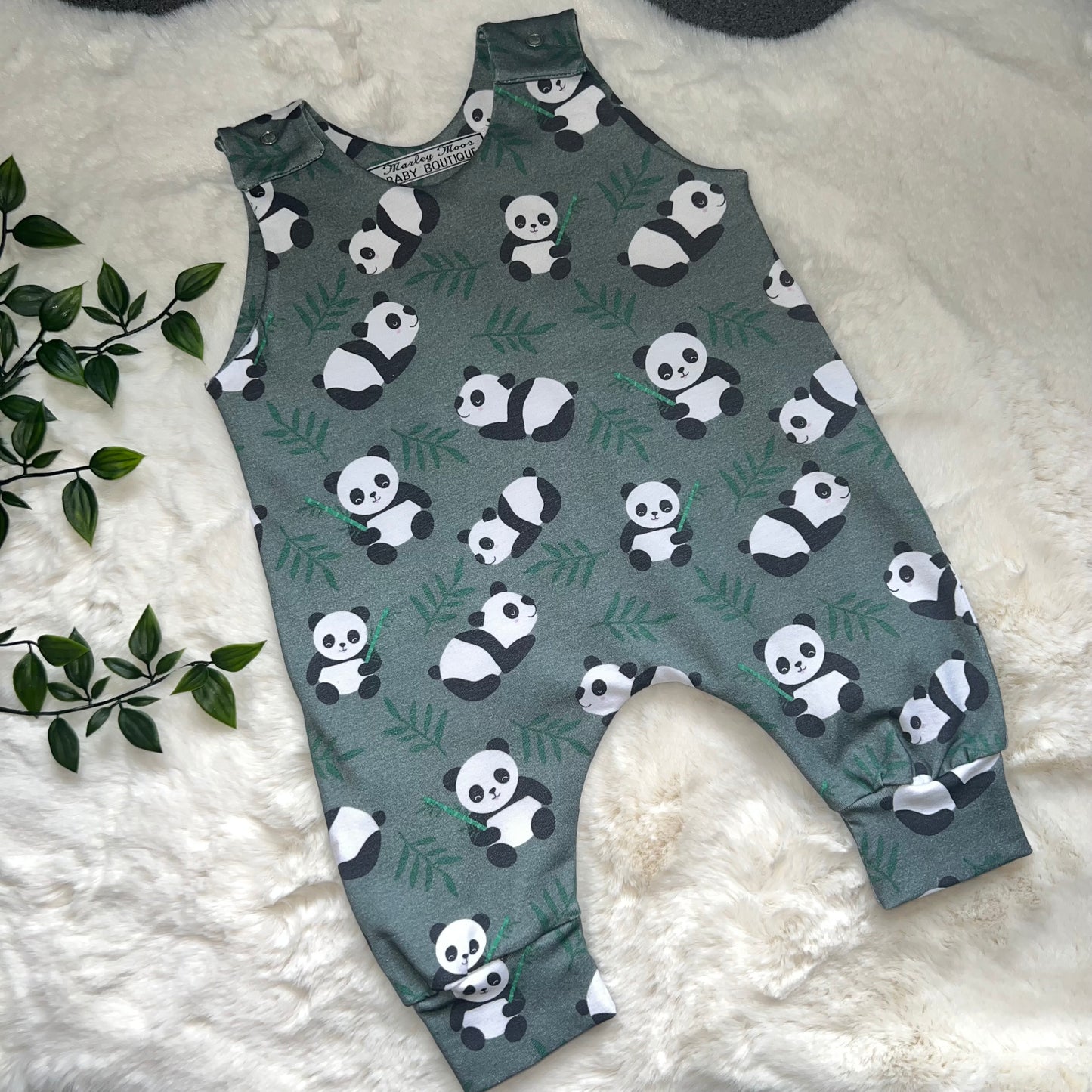 The Panda Romper - Khaki Green