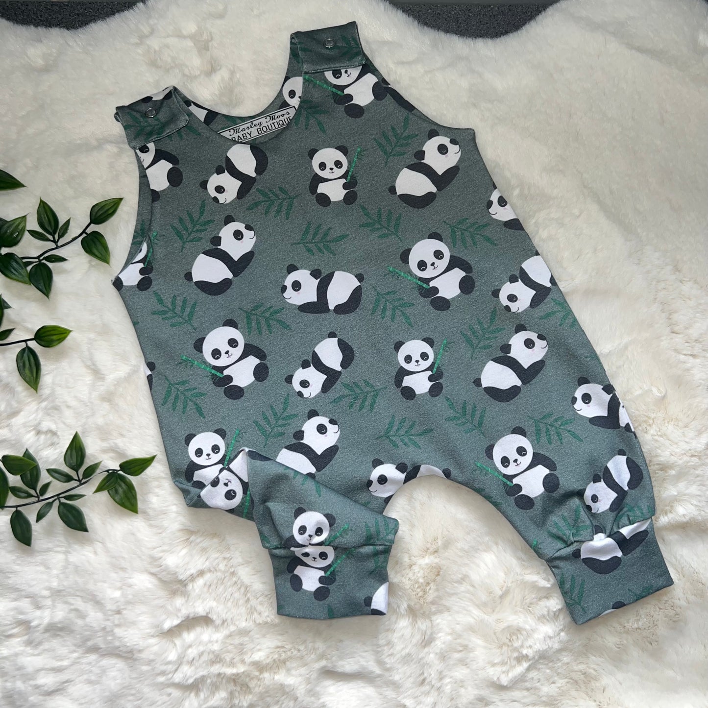 The Panda Romper - Khaki Green