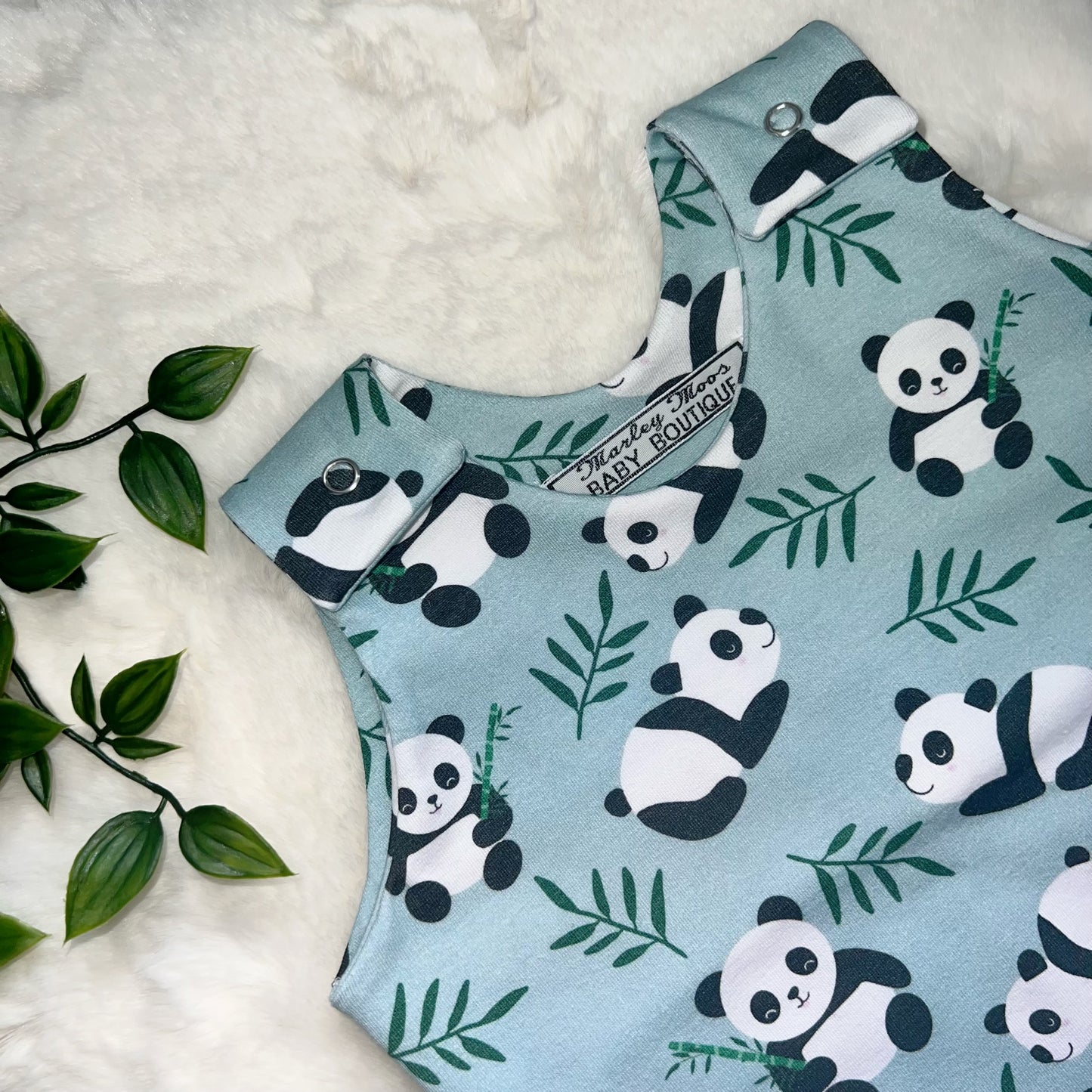 The Panda Romper - Mint Green