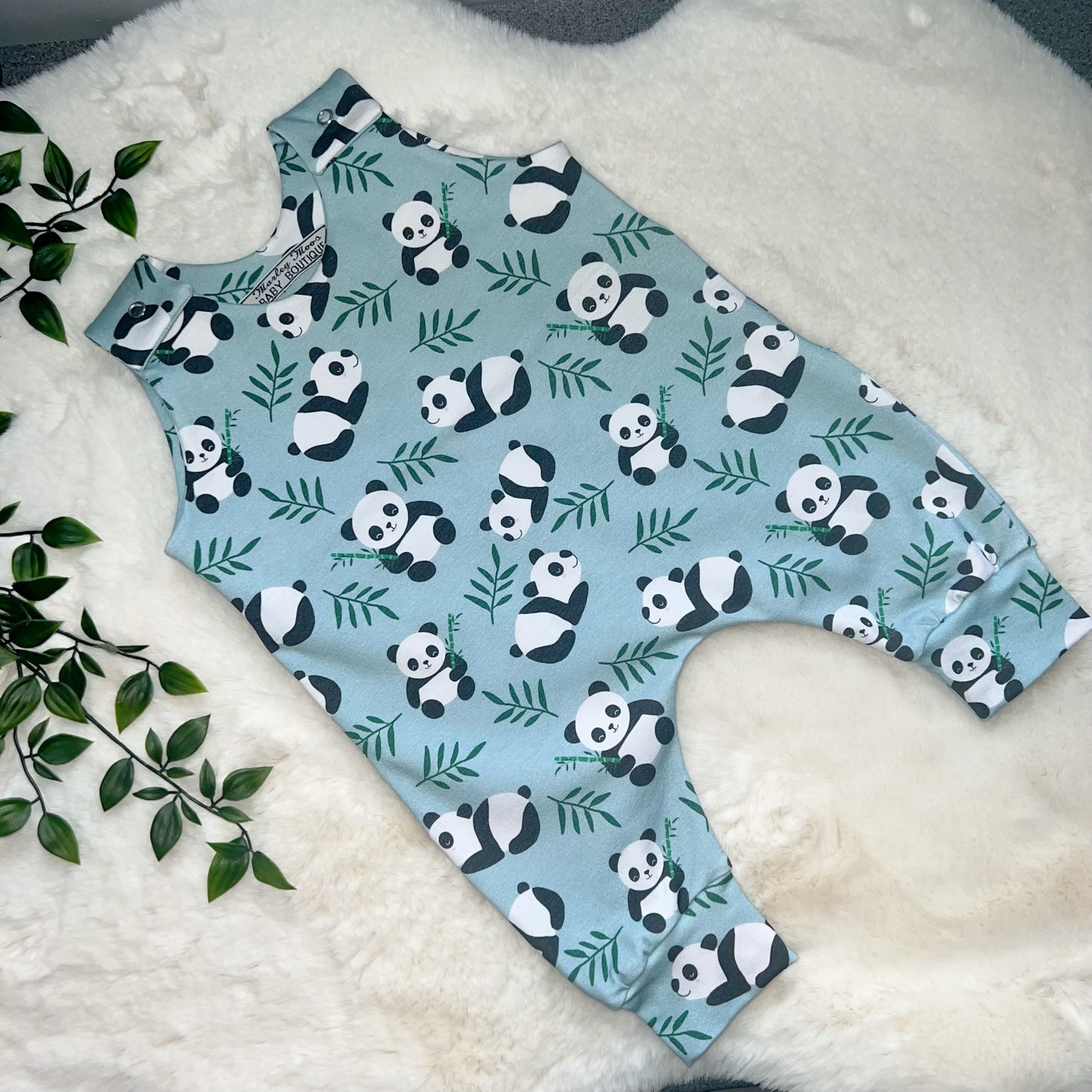 The Panda Romper - Mint Green