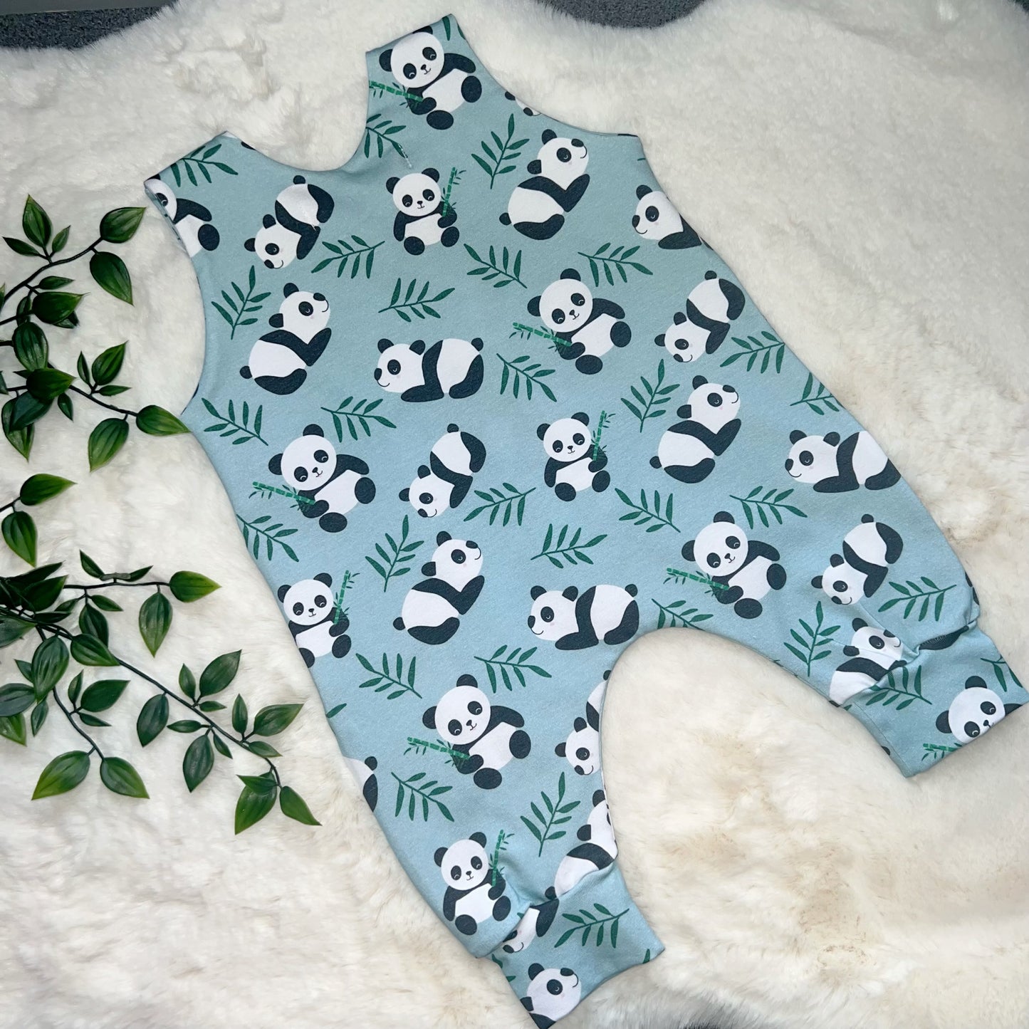 The Panda Romper - Mint Green
