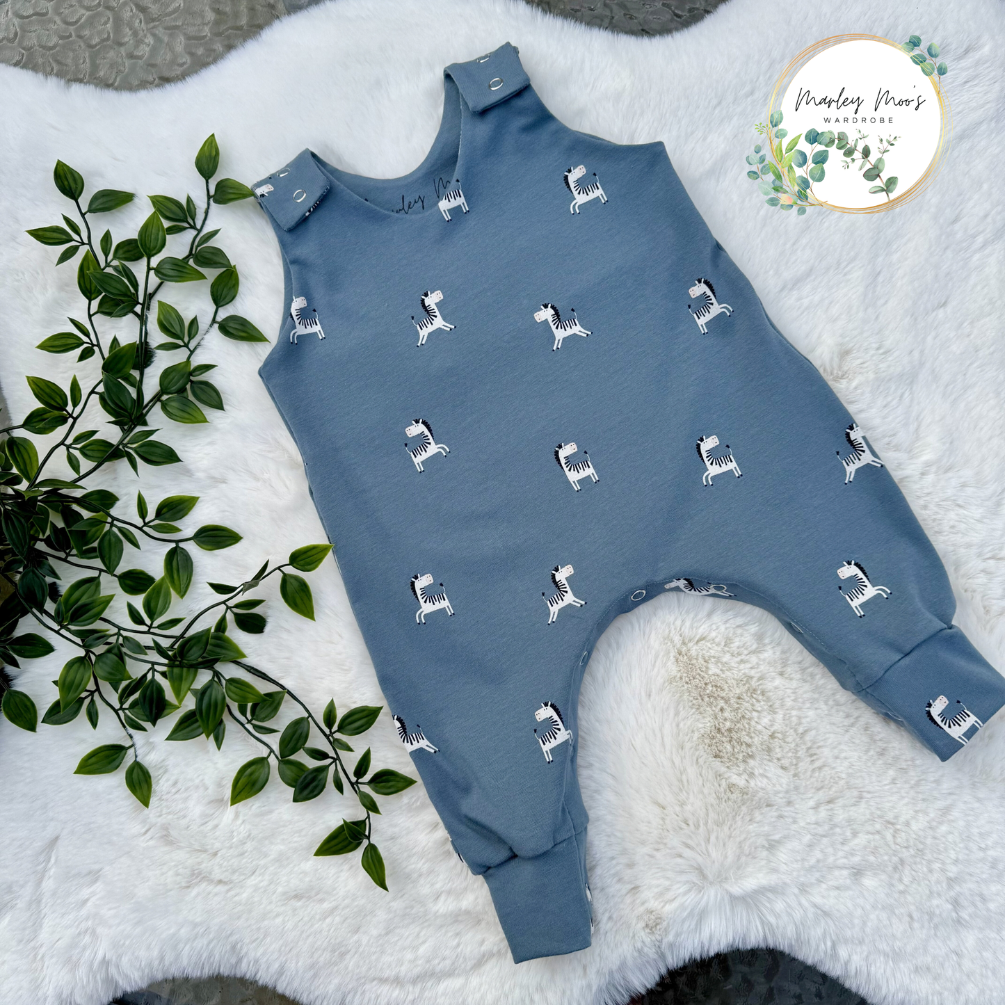Blue Zebra Romper