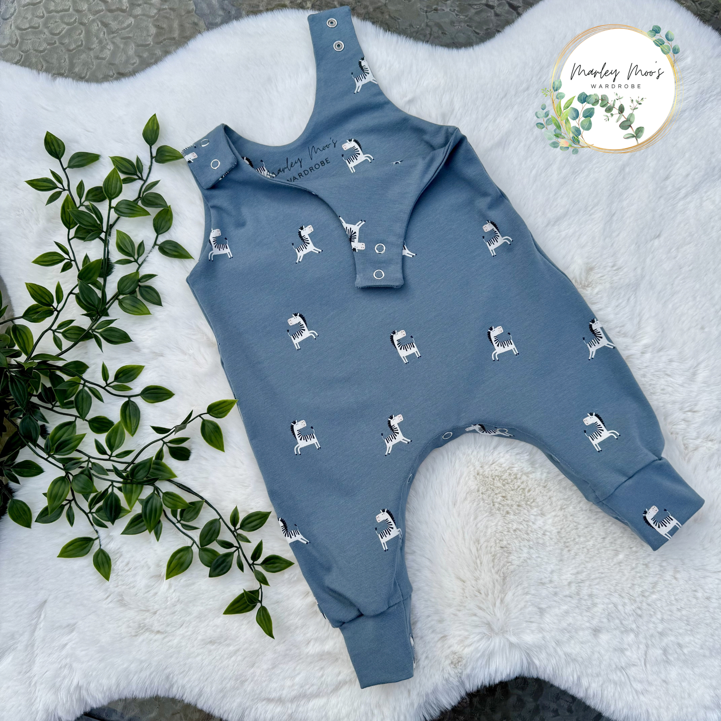 Blue Zebra Romper