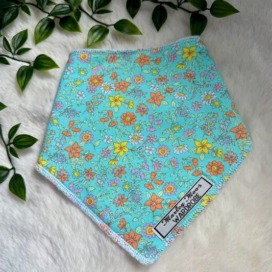 The Turquoise Ditsy Floral Baby Bib