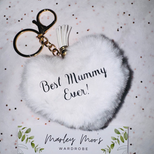 Best Mummy Ever Fluffy Heart Key Ring