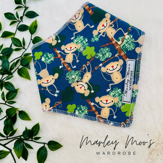 The Cheeky Monkey Baby Bib - Blue