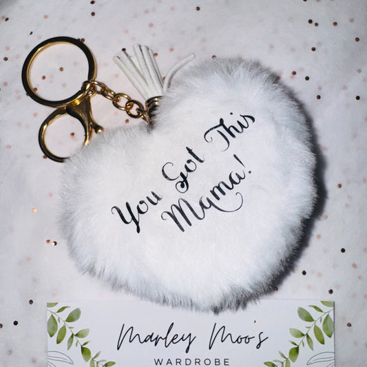 You Got This Mama Fluffy Love Heart Key Ring