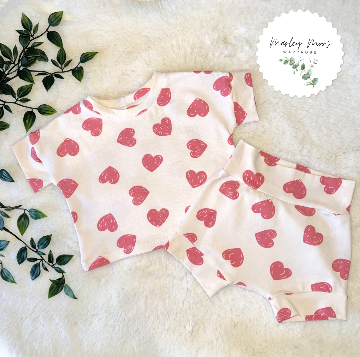 Love Heart Shorts And T-Shirt Set