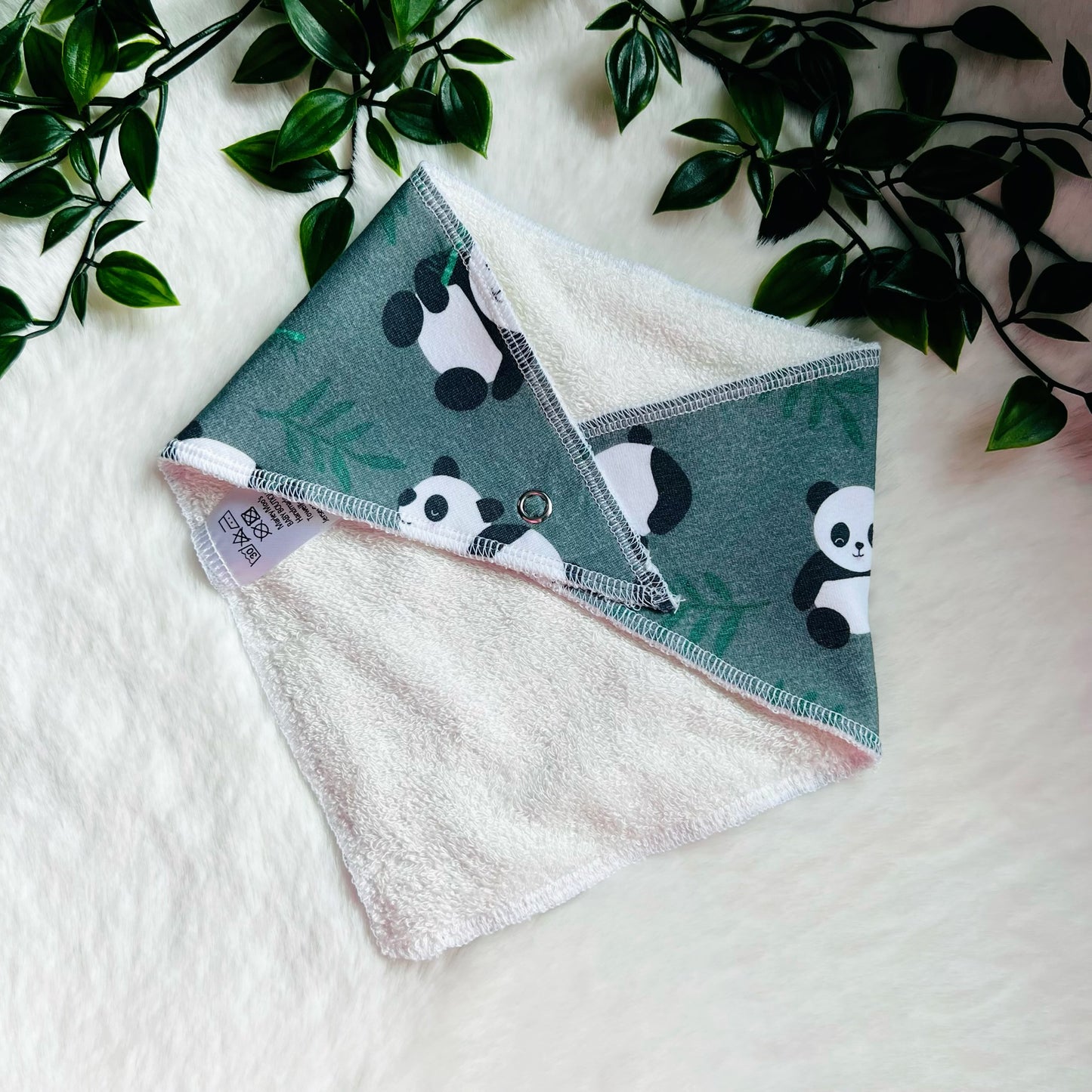 The Khaki Green Panda Baby Bib