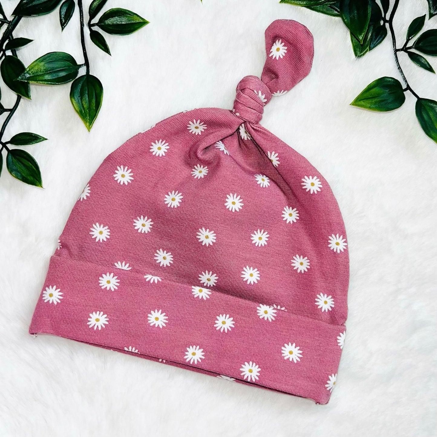 Pink Daisy Baby Hat