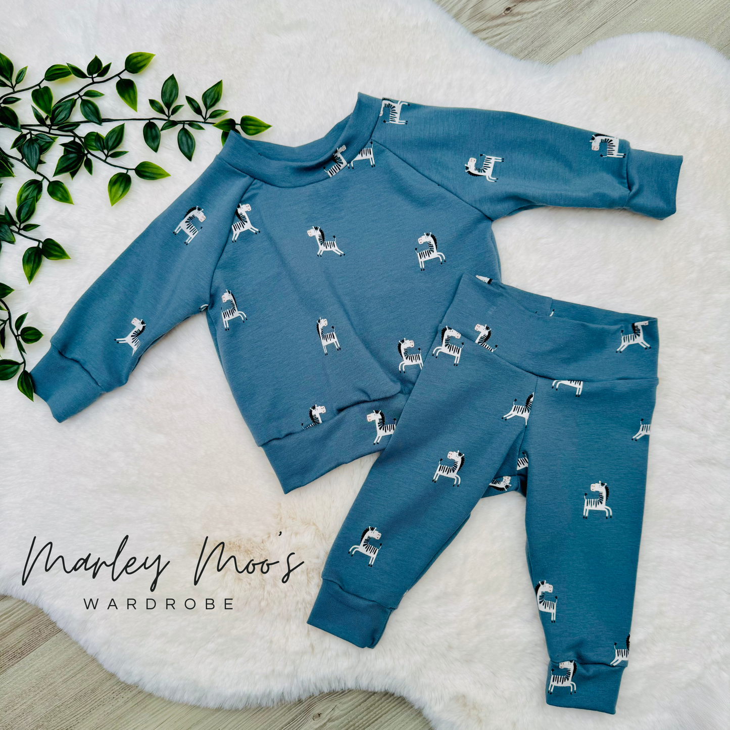 Blue Zebra Lounge Set