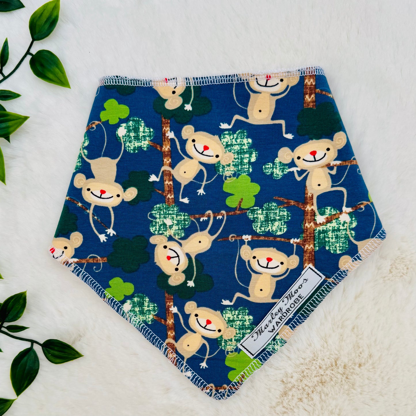 The Cheeky Monkey Baby Bib - Blue