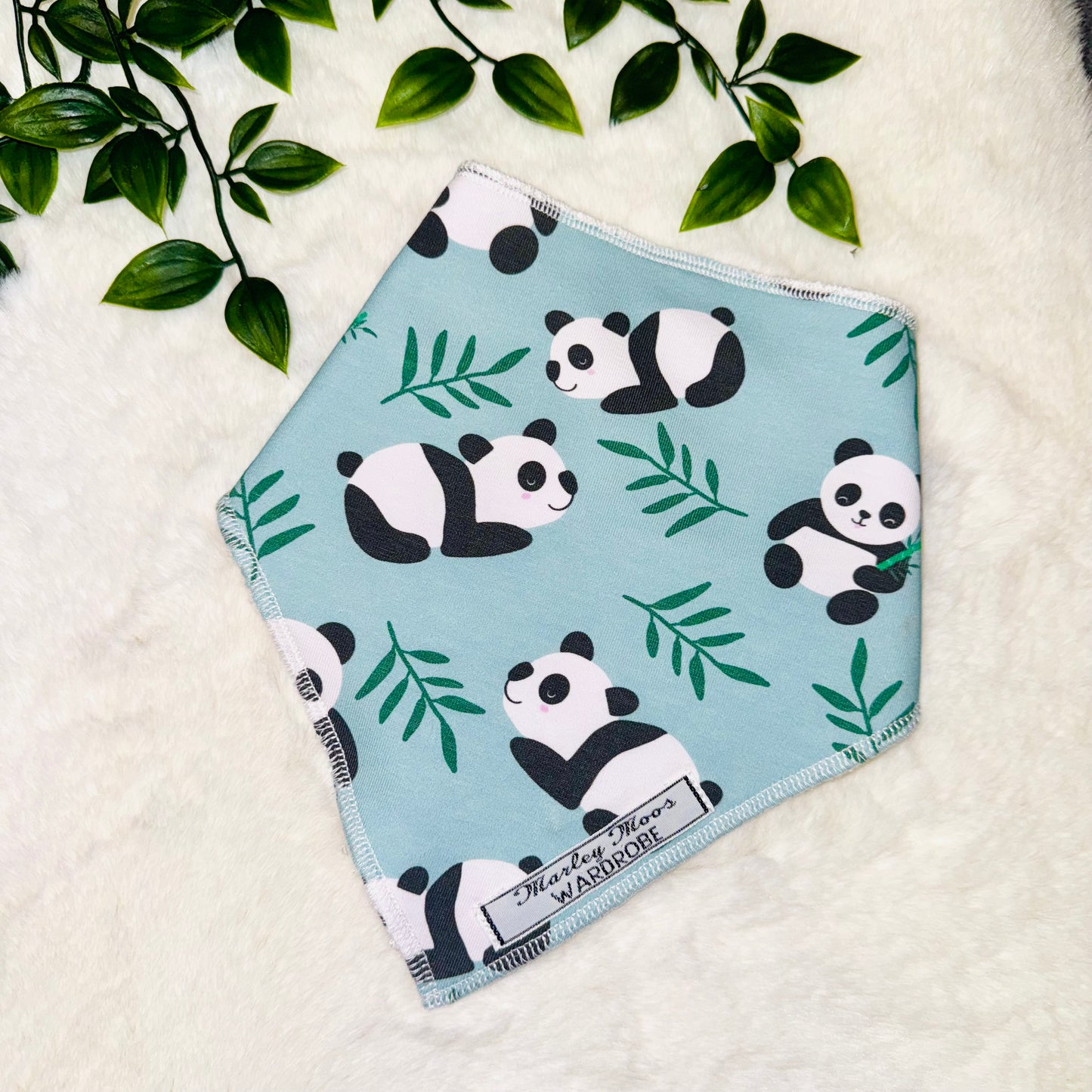The Mint Green Panda Baby Bib