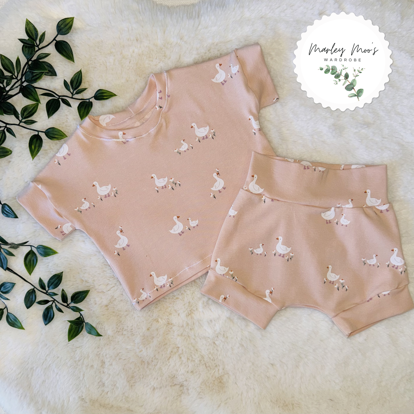 Pink Duck Shorts And T-Shirt Set