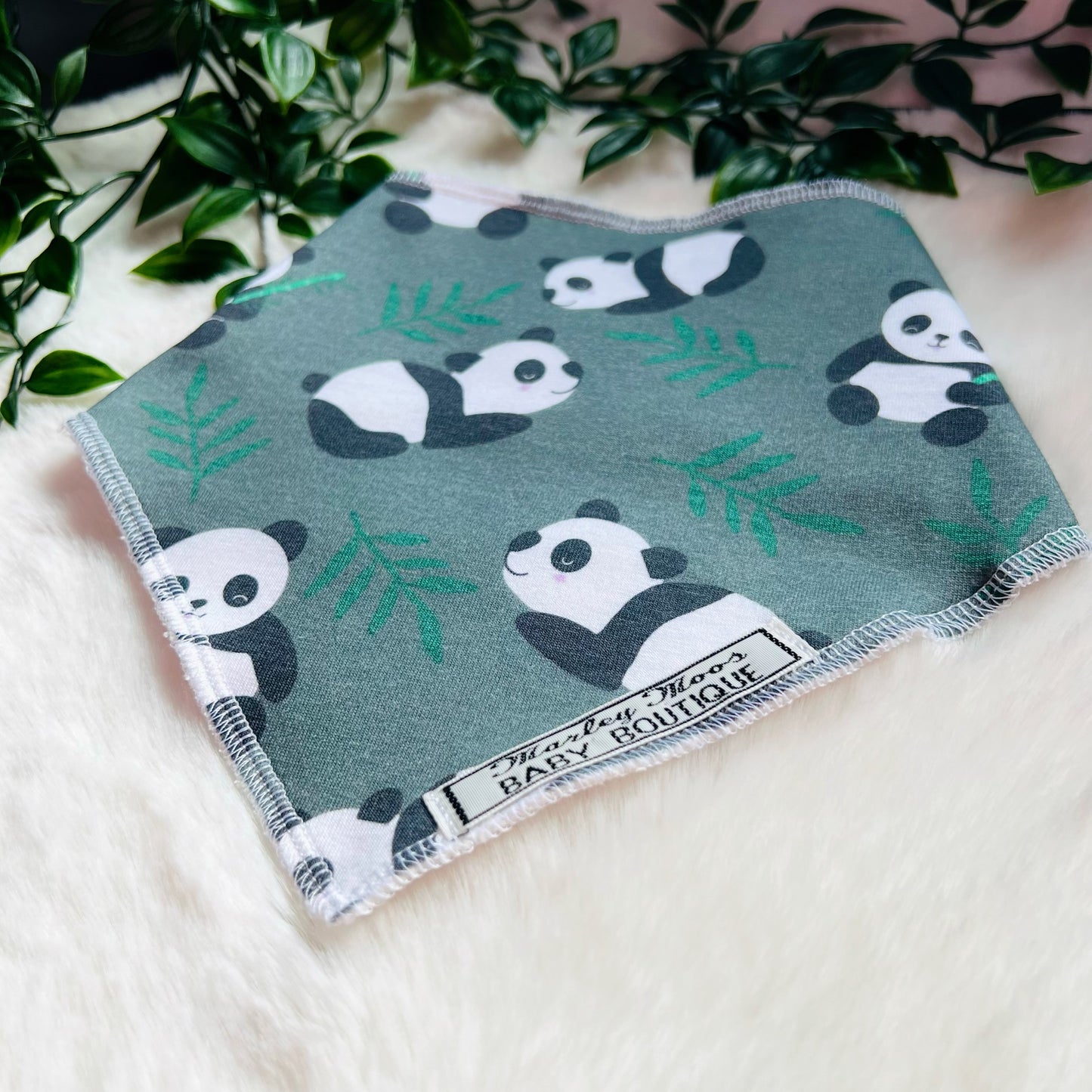 The Khaki Green Panda Baby Bib