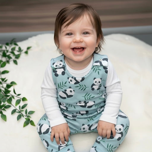 The Panda Romper - Mint Green