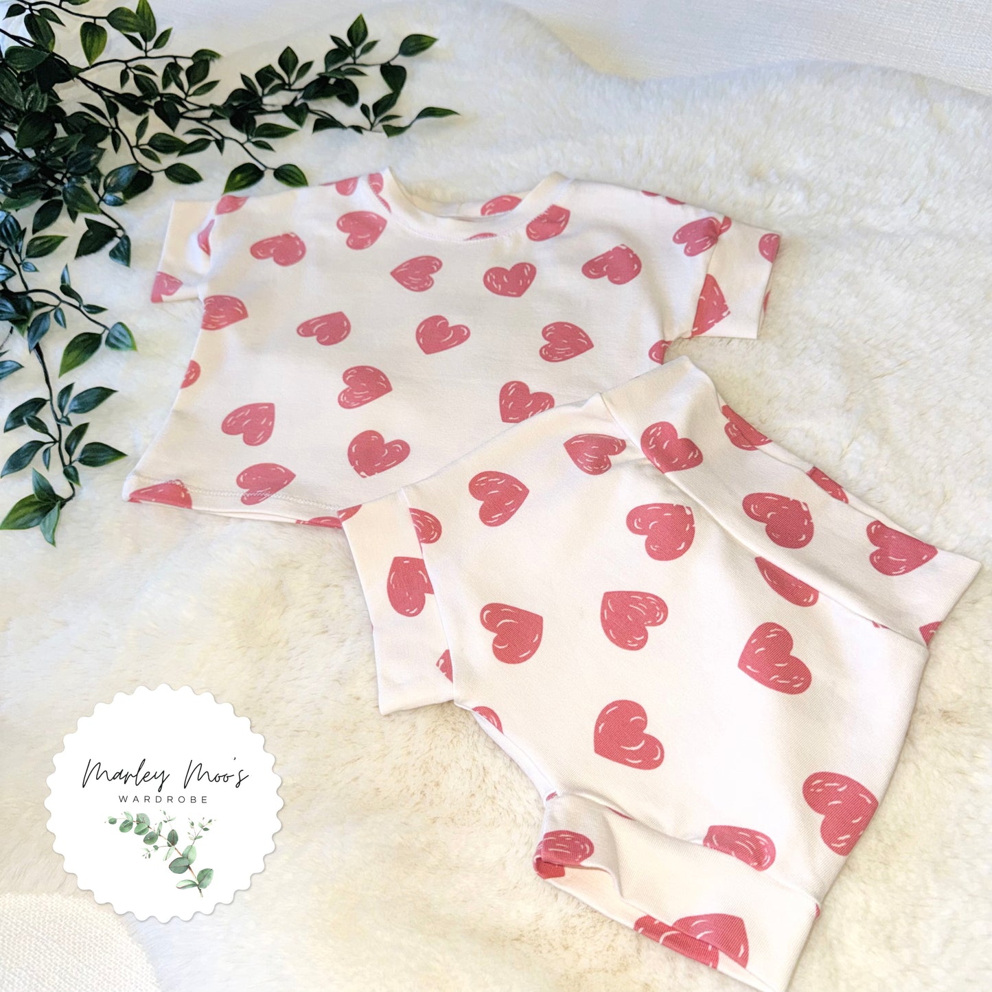 Love Heart Shorts And T-Shirt Set