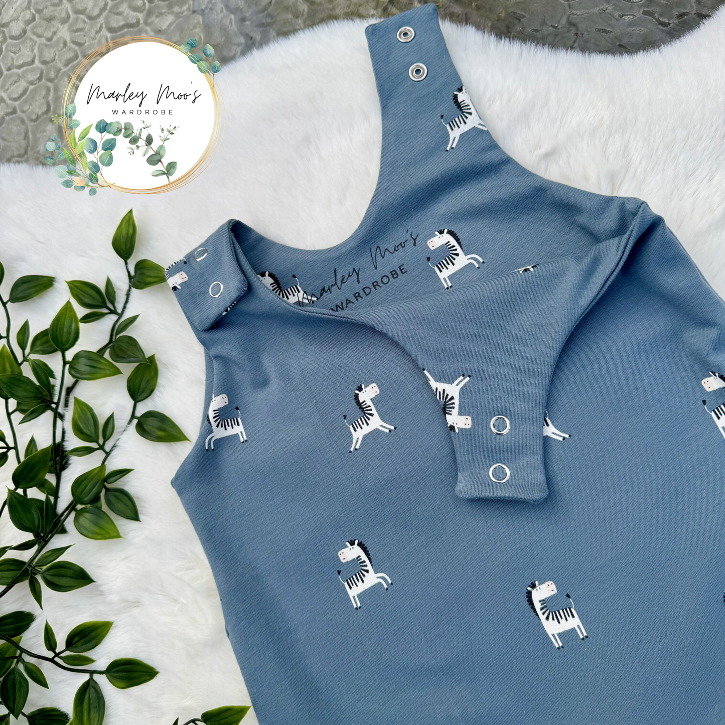 Blue Zebra Romper