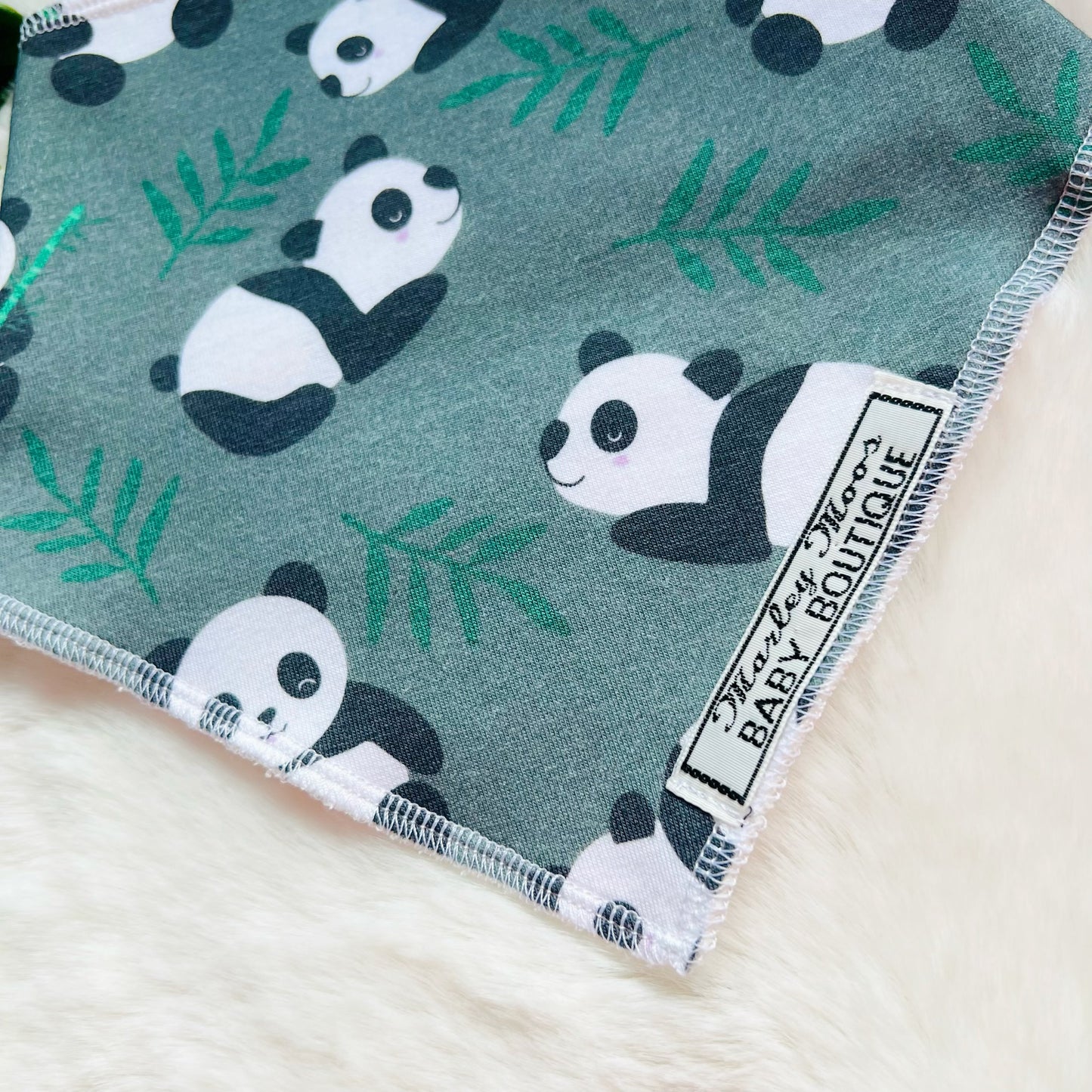 The Khaki Green Panda Baby Bib